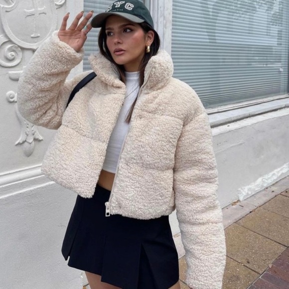 zara cream puffer jacket
